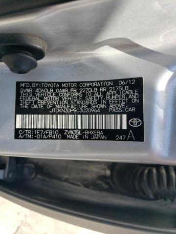 2012 TOYOTA PRIUS PLUG - JTDKN3DP9C3020964
