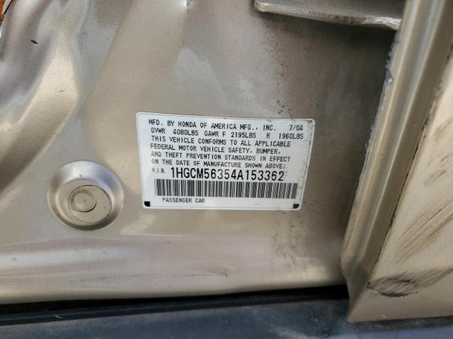 2004 Honda Accord Lx VIN: 1HGCM56354A153362 Lot: 56914184