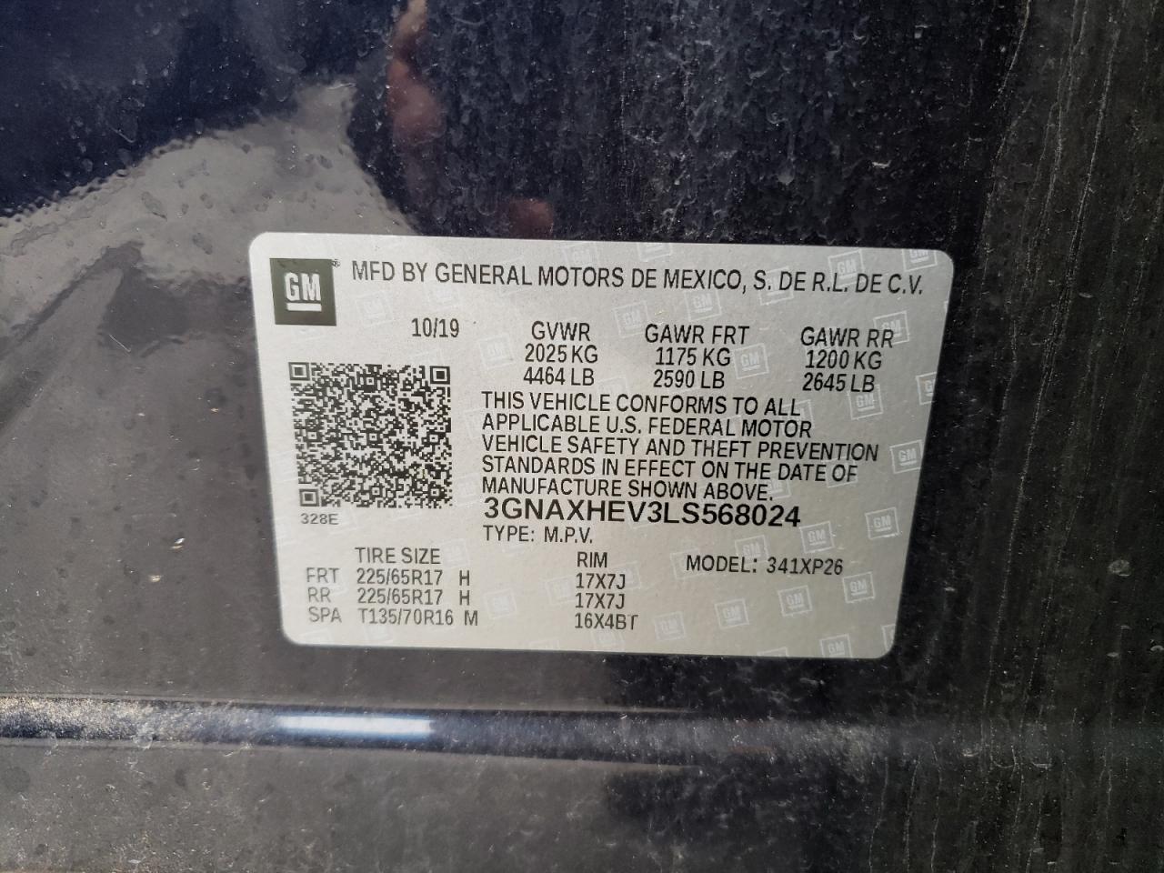 3GNAXHEV3LS568024 CHEVROLET EQUINOX 2020
