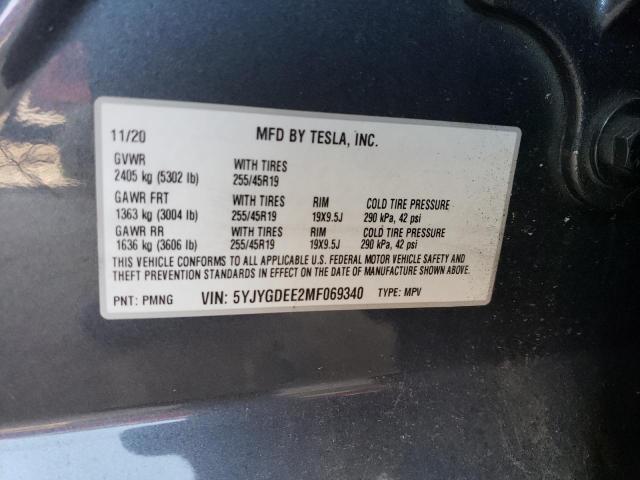 2021 TESLA MODEL Y - 5YJYGDEE2MF069340