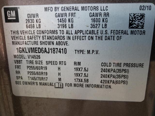 2010 GMC Acadia Slt-1 VIN: 1GKLVMED6AJ187410 Lot: 55969234