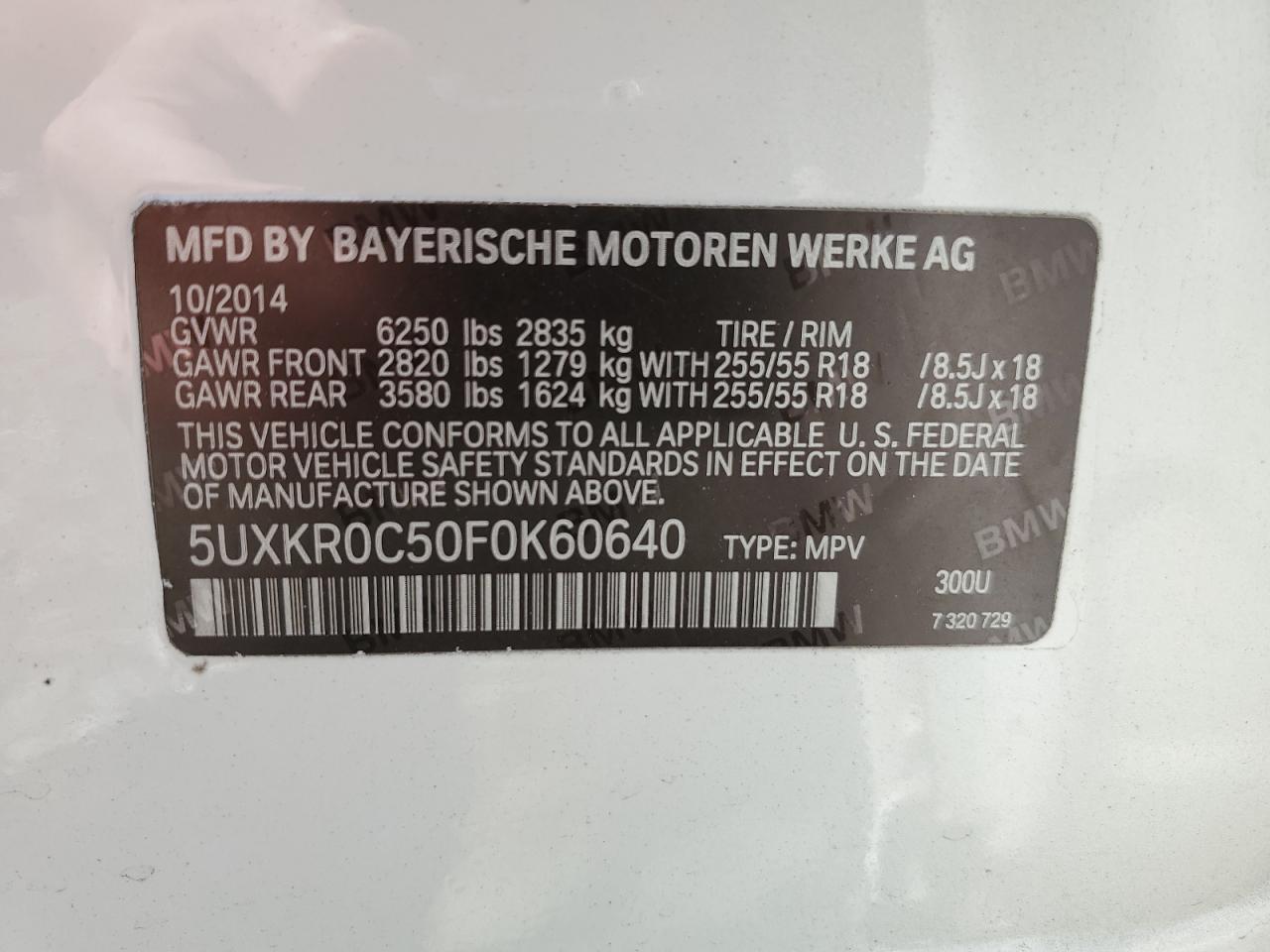 5UXKR0C50F0K60640 2015 BMW X5 xDrive35I
