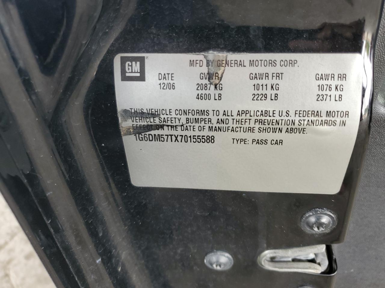 1G6DM57TX70155588 2007 Cadillac Cts