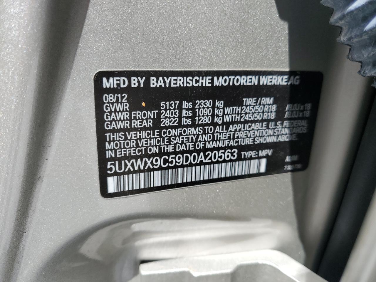 5UXWX9C59D0A20563 2013 BMW X3 xDrive28I