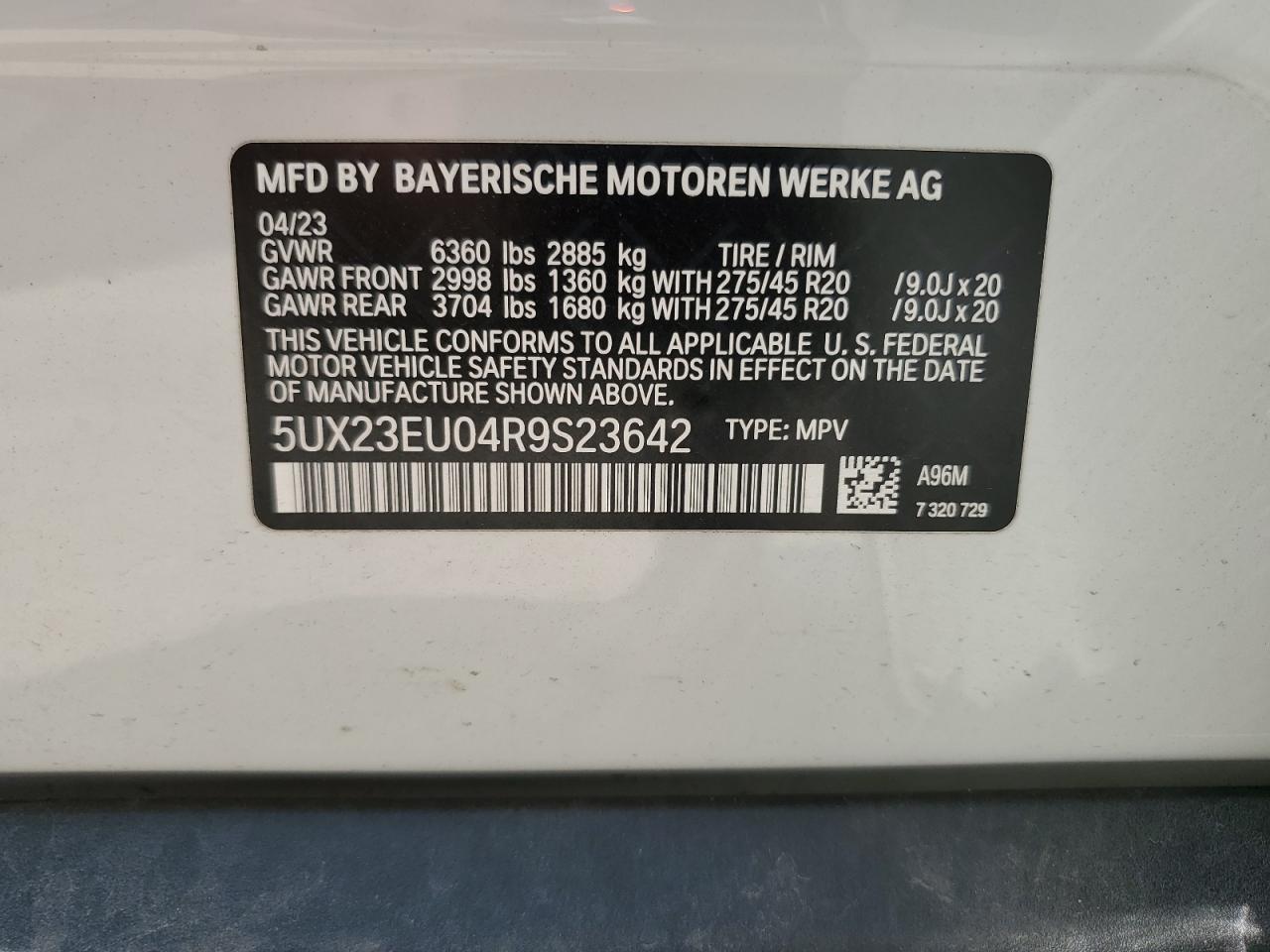 5UX23EU04R9S23642 2024 BMW X5 xDrive40I