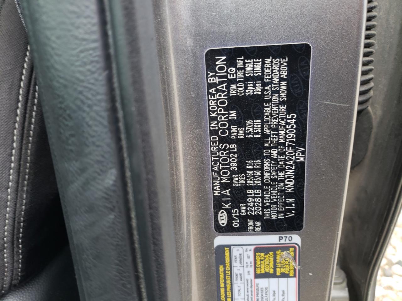 KNDJN2A20F7190545 2015 Kia Soul