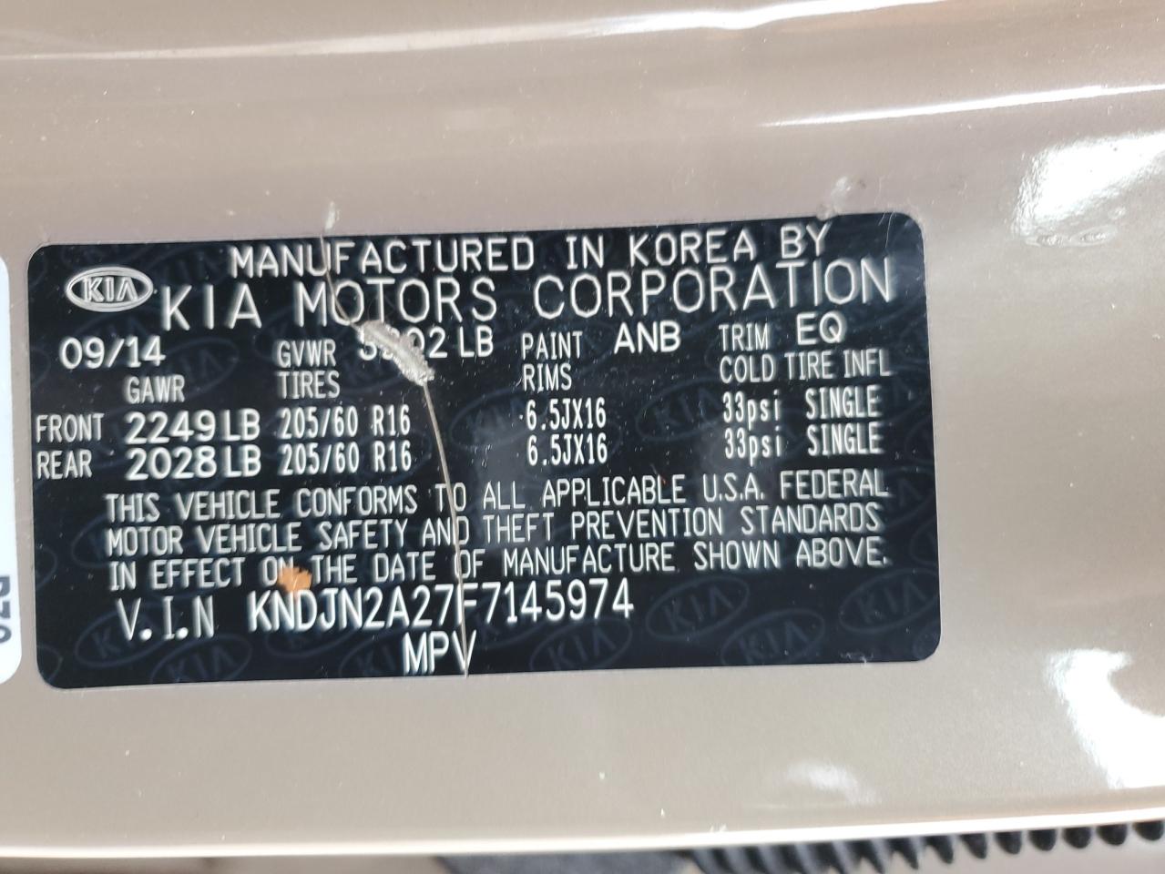 KNDJN2A27F7145974 2015 Kia Soul