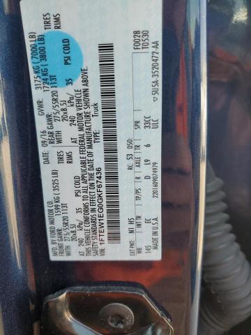 2016 Ford F150 Supercrew VIN: 1FTEW1EG0GKF67436 Lot: 55708294