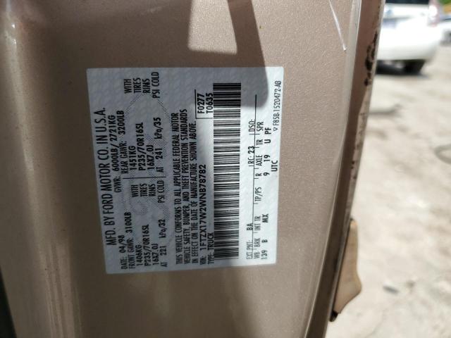 1998 Ford F150 VIN: 1FTZX17W2WNB78782 Lot: 55186754