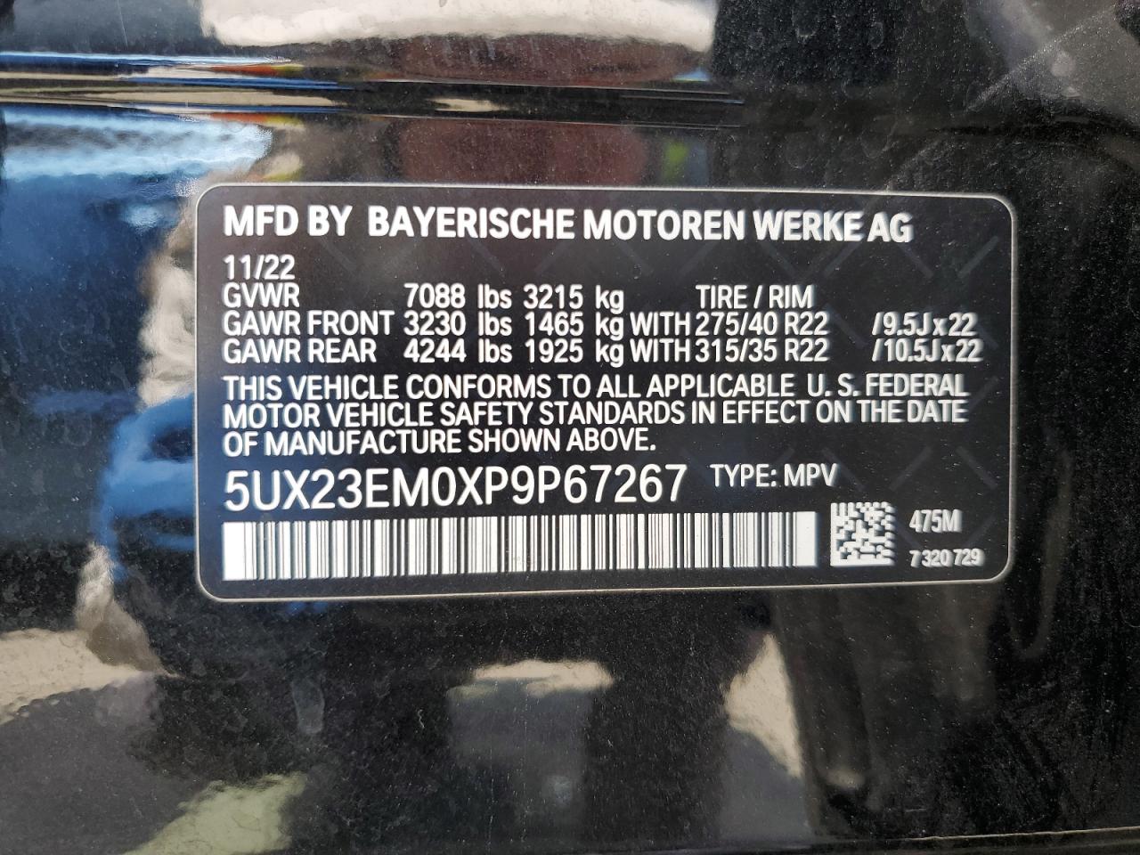 5UX23EM0XP9P67267 2023 BMW X7 xDrive40I