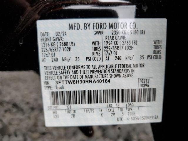 2024 Ford Maverick Xlt VIN: 3FTTW8H30RRA40164 Lot: 53241014