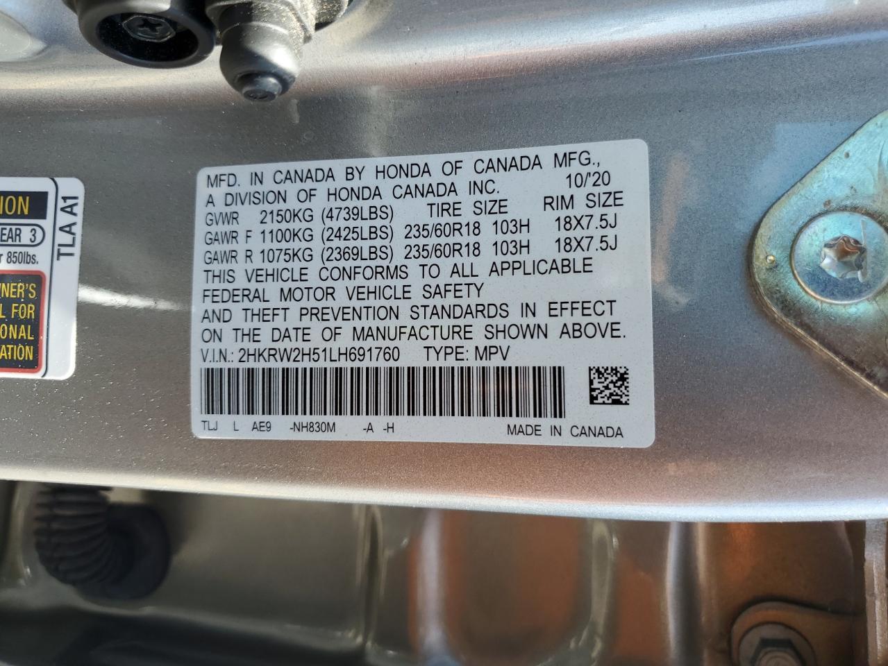 2HKRW2H51LH691760 HONDA CRV 2020