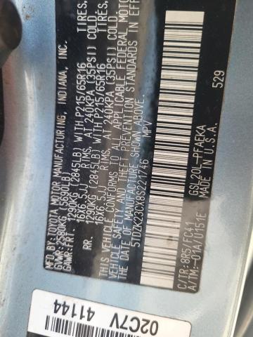 2008 Toyota Sienna Ce VIN: 5TDZK23CX8S221746 Lot: 55628194