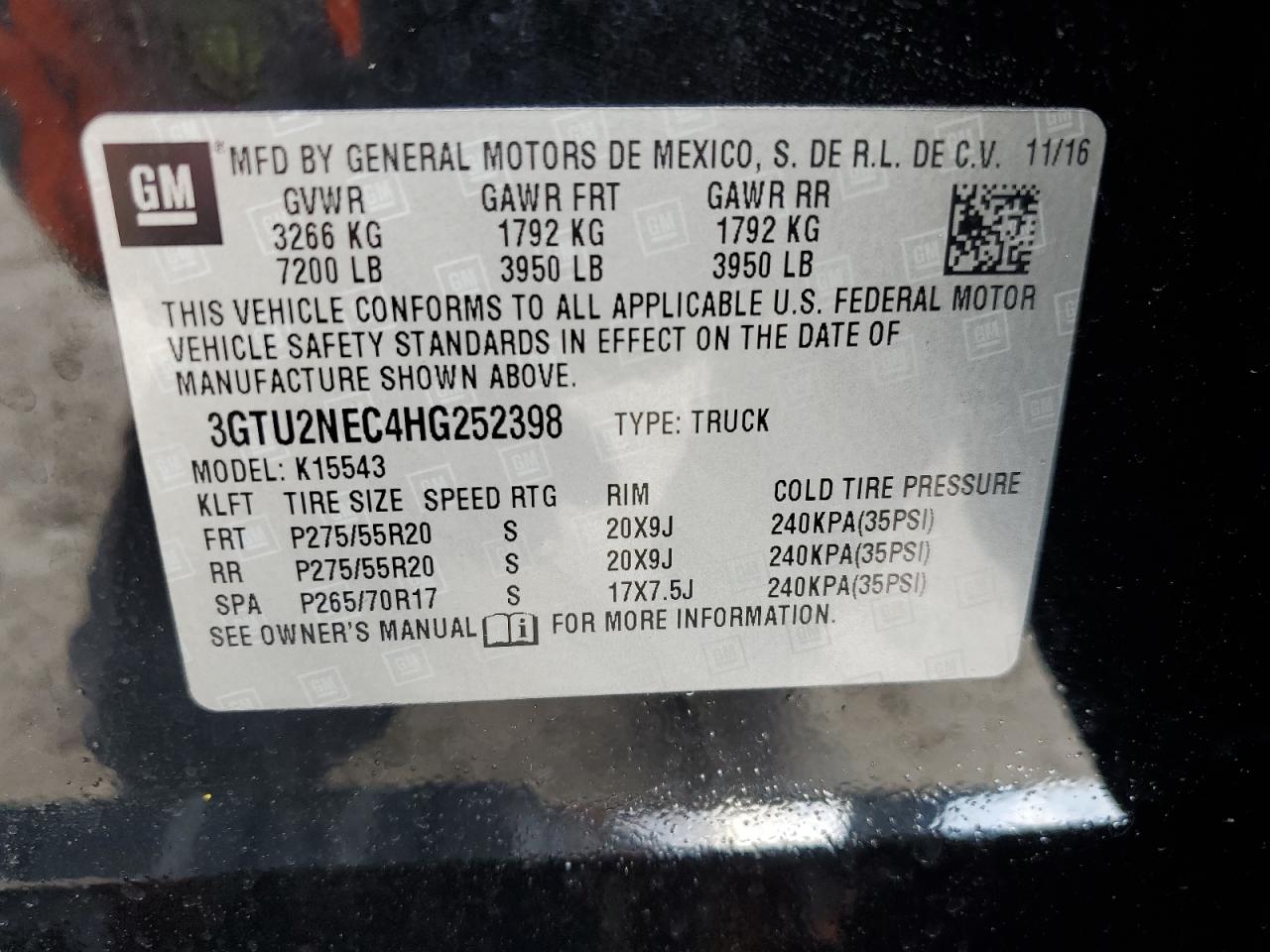 3GTU2NEC4HG252398 2017 GMC Sierra K1500 Slt