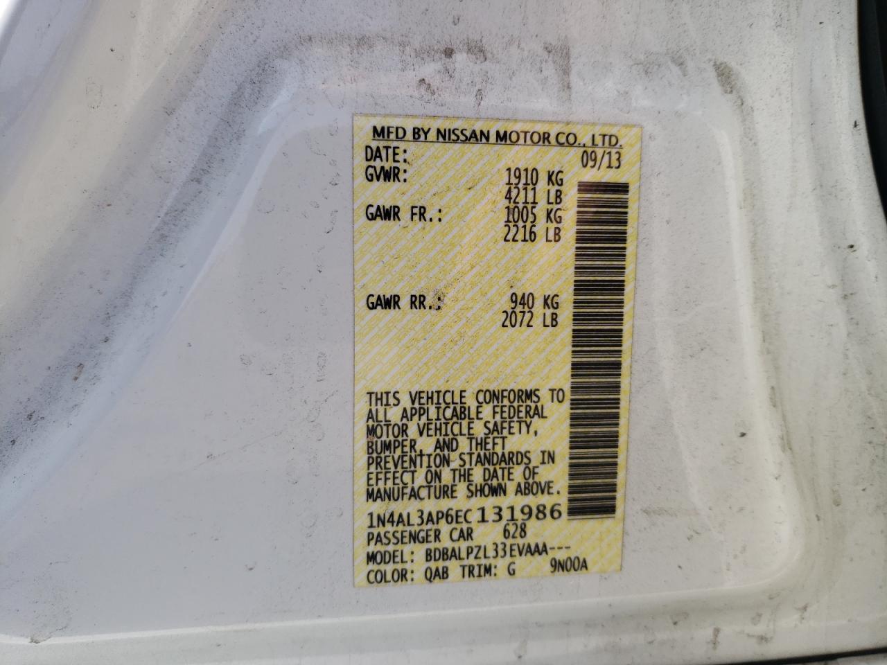 1N4AL3AP6EC131986 2014 Nissan Altima 2.5