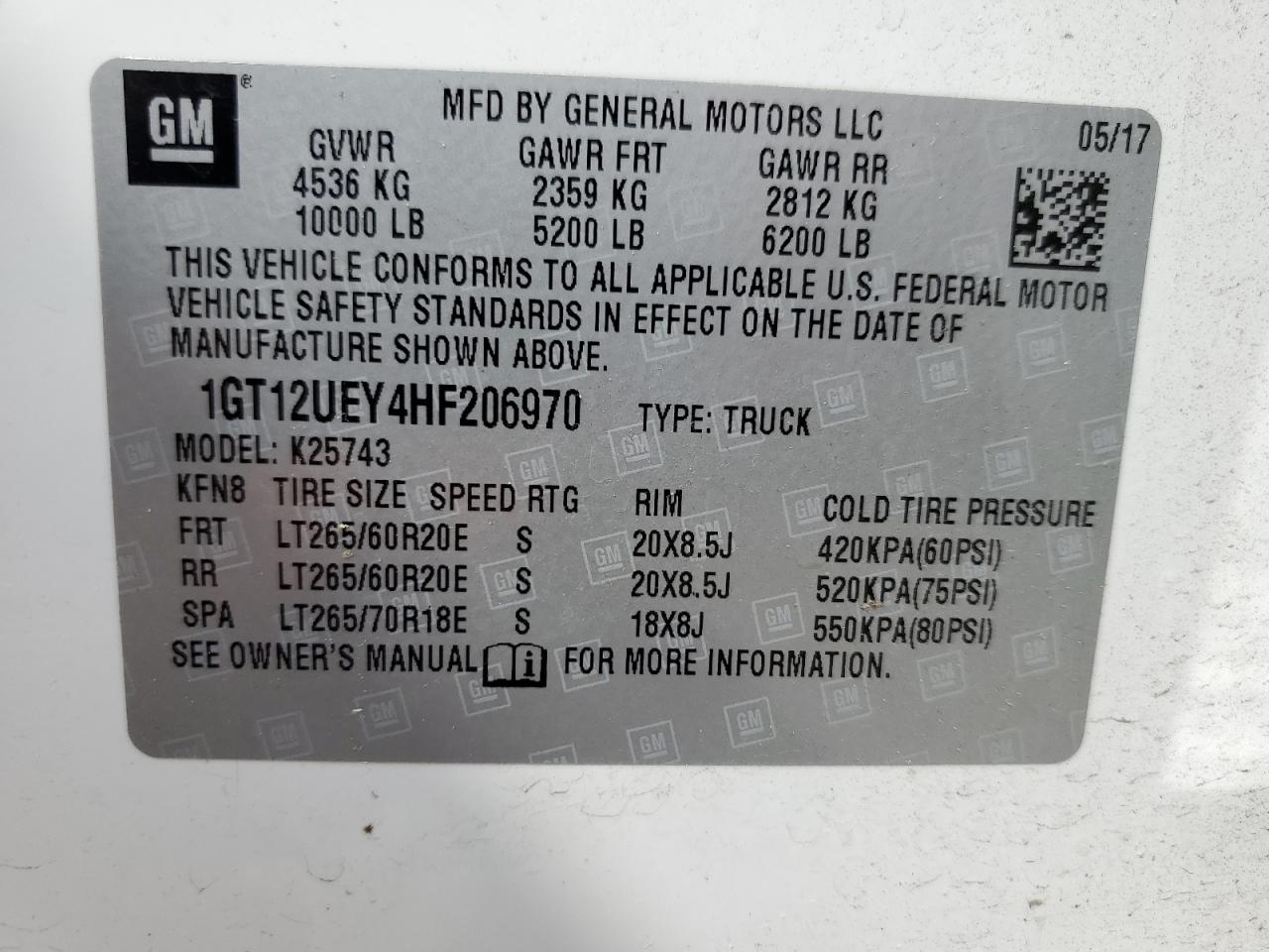 1GT12UEY4HF206970 2017 GMC Sierra K2500 Denali