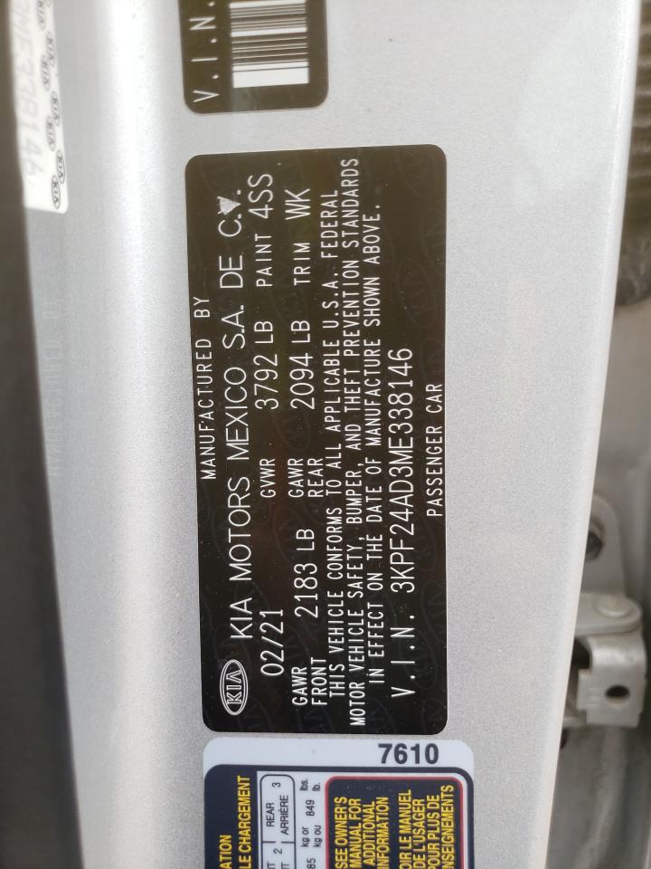 3KPF24AD3ME338146 2021 Kia Forte Fe