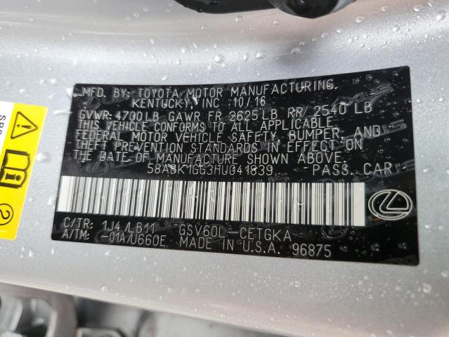 2017 Lexus Es 350 VIN: 58ABK1GG3HU041839 Lot: 55934624