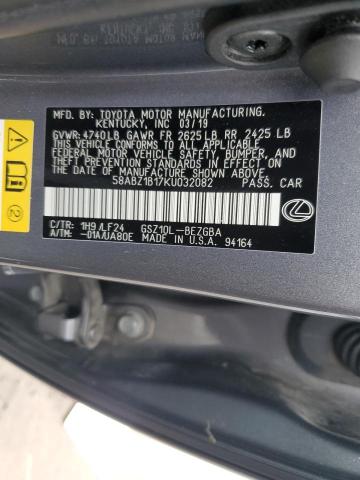 2019 Lexus Es 350 VIN: 58ABZ1B17KU032082 Lot: 54248694