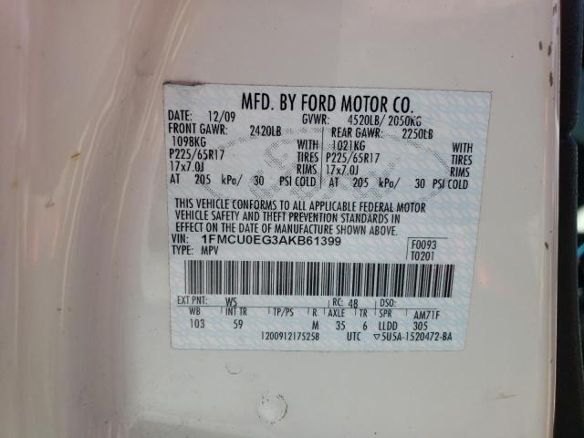 2010 Ford Escape Limited VIN: 1FMCU0EG3AKB61399 Lot: 55288554