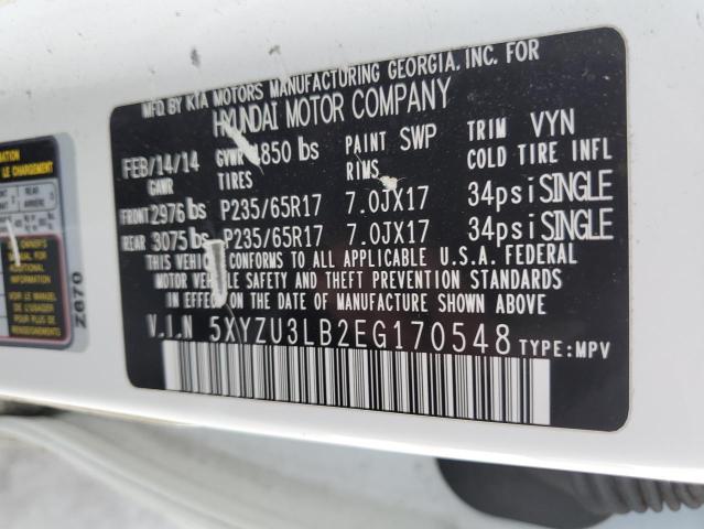 2014 Hyundai Santa Fe Sport VIN: 5XYZU3LB2EG170548 Lot: 54974994