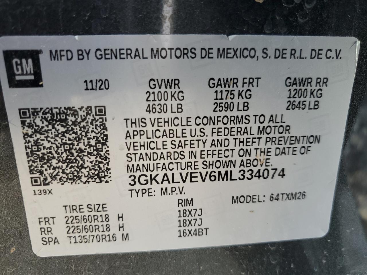 3GKALVEV6ML334074 2021 GMC Terrain Slt