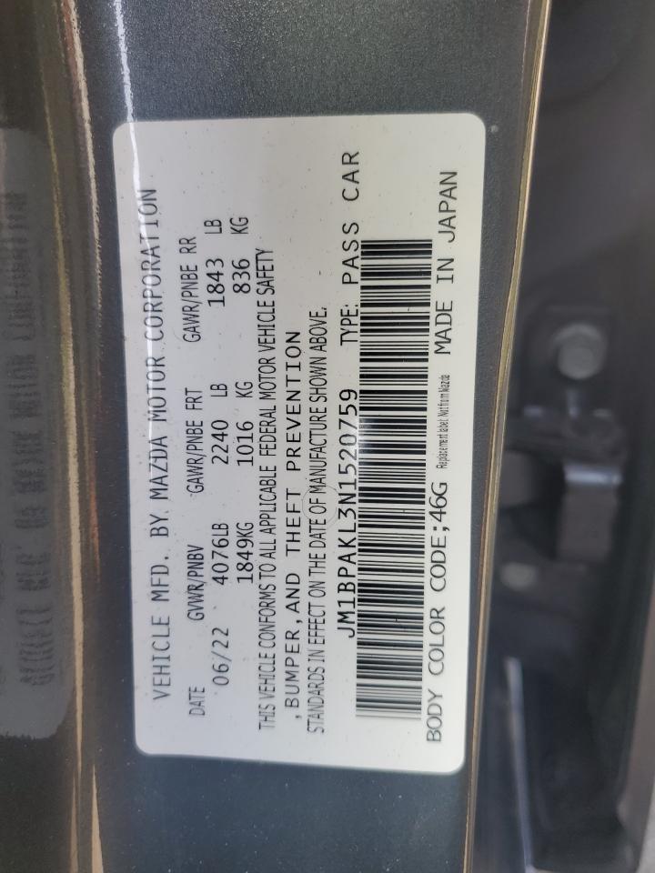 JM1BPAKL3N1520759 2022 Mazda 3 Select