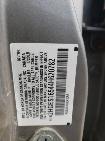 2004 Honda Civic Lx VIN: 2HGES16544H620782 Lot: 56835054
