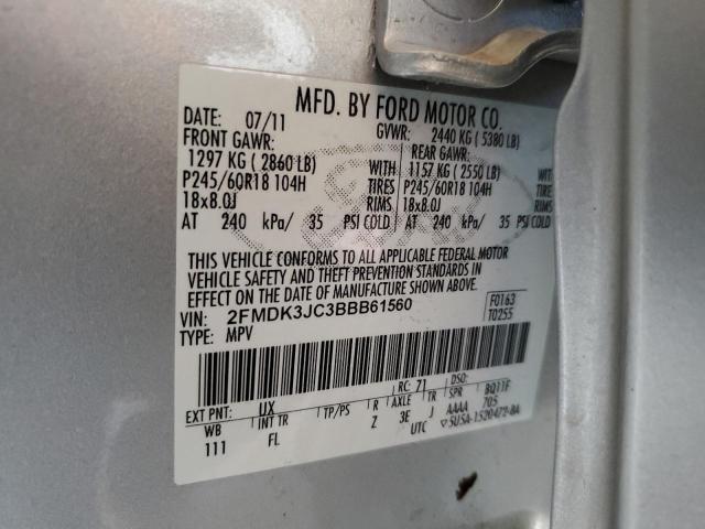 2011 Ford Edge Sel VIN: 2FMDK3JC3BBB61560 Lot: 53810454