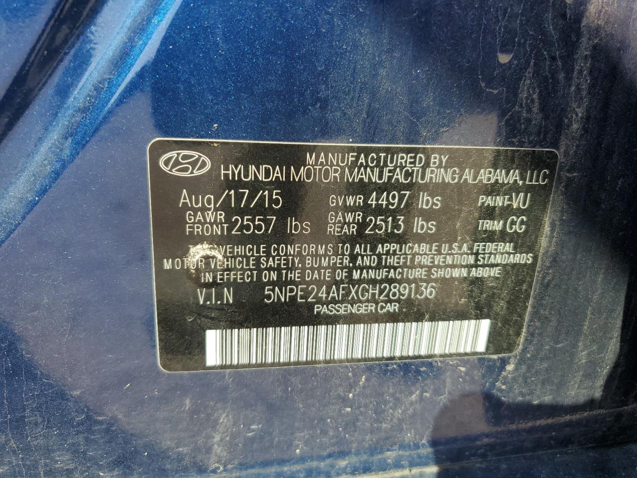 5NPE24AFXGH289136 2016 Hyundai Sonata Se