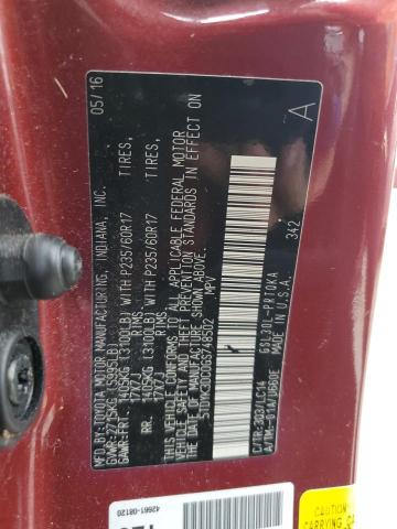 2016 Toyota Sienna Xle VIN: 5TDYK3DC0GS748502 Lot: 55300014