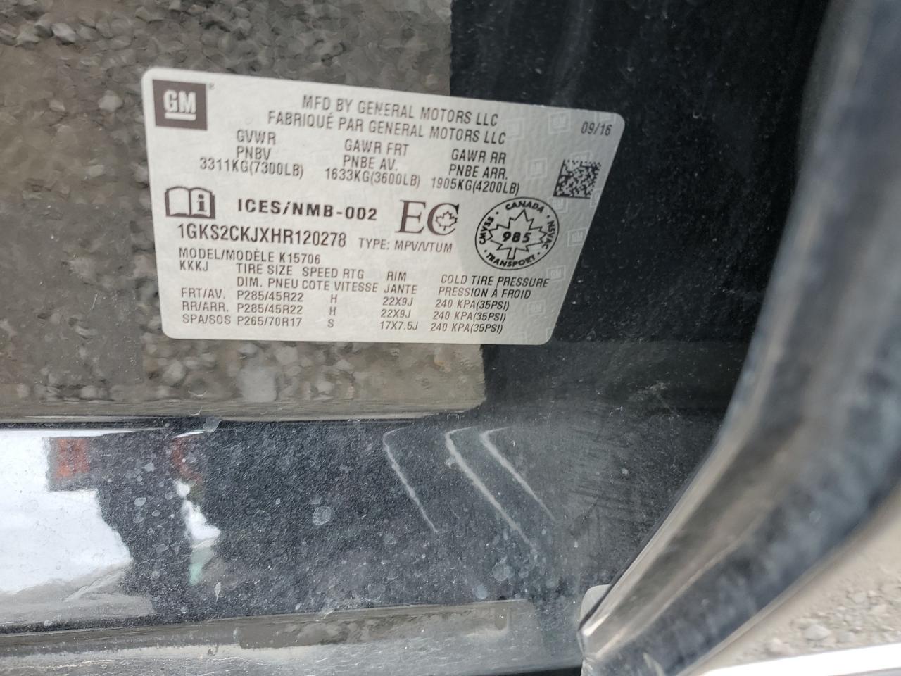 1GKS2CKJXHR120278 2017 GMC Yukon Denali