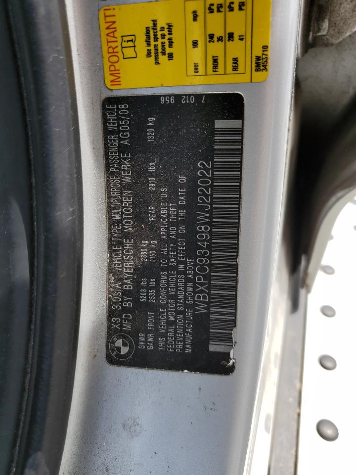 WBXPC93498WJ22022 2008 BMW X3 3.0Si