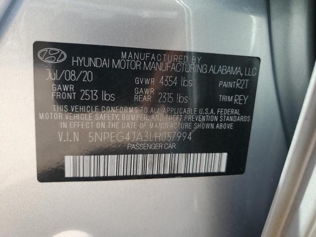 2020 Hyundai Sonata Se VIN: 5NPEG4JA3LH057994 Lot: 54491624