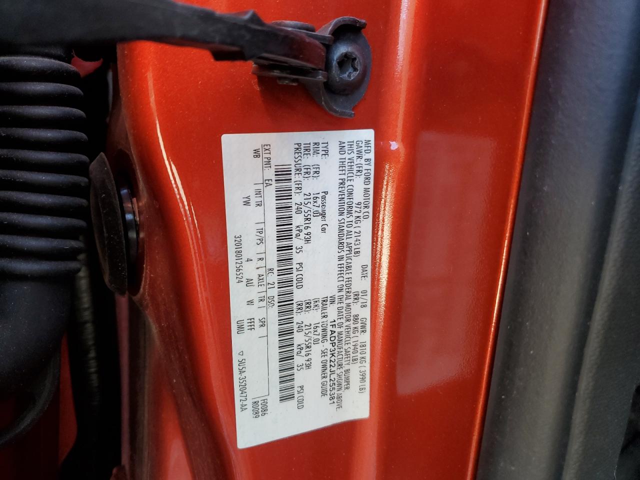 1FADP3K22JL255381 FORD FOCUS 2018