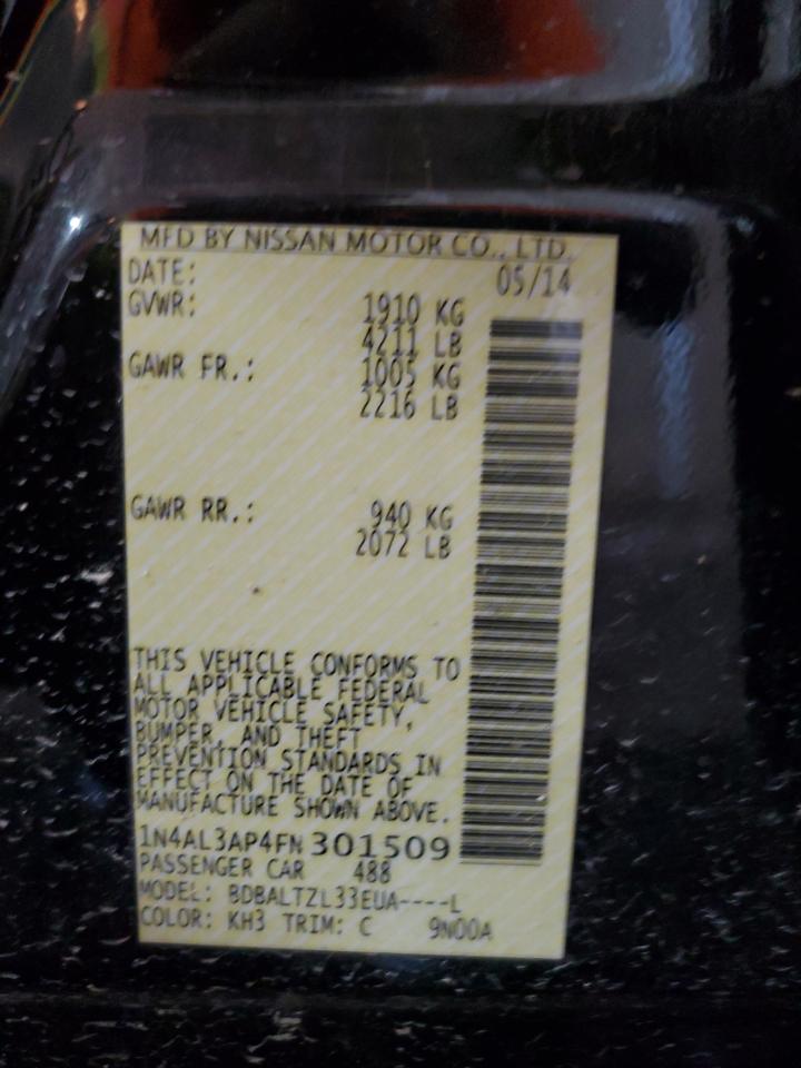 1N4AL3AP4FN301509 2015 Nissan Altima 2.5