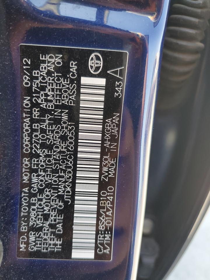 JTDKN3DU6C1600531 2012 Toyota Prius