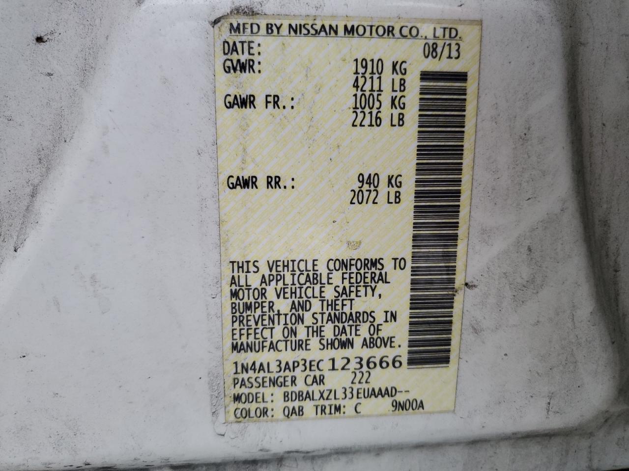 1N4AL3AP3EC123666 2014 Nissan Altima 2.5