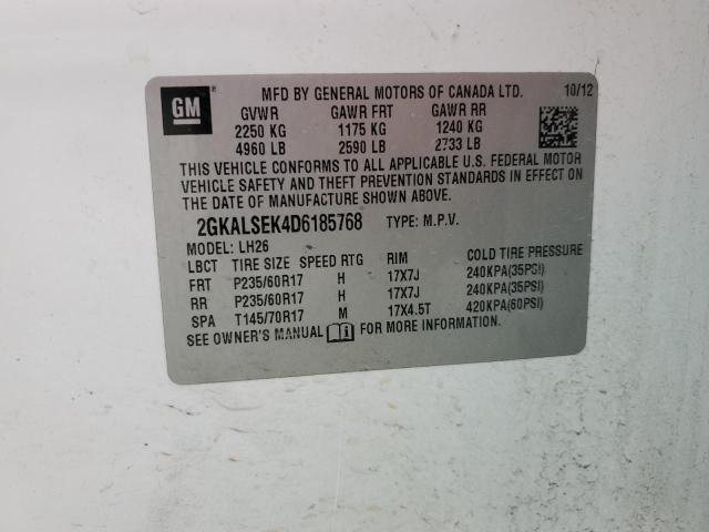 2013 GMC Terrain Sle VIN: 2GKALSEK4D6185768 Lot: 55973504