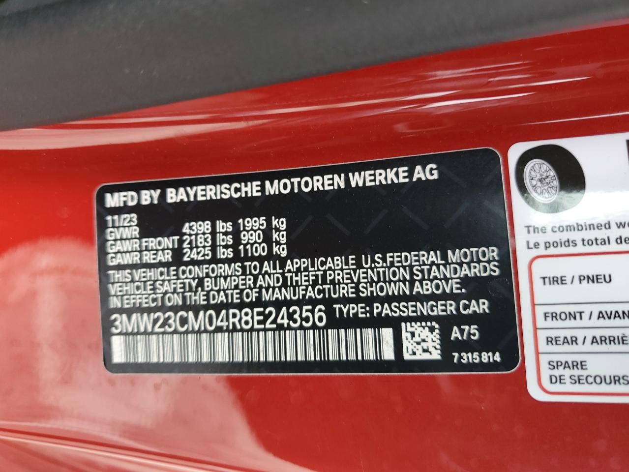 3MW23CM04R8E24356 2024 BMW 230I