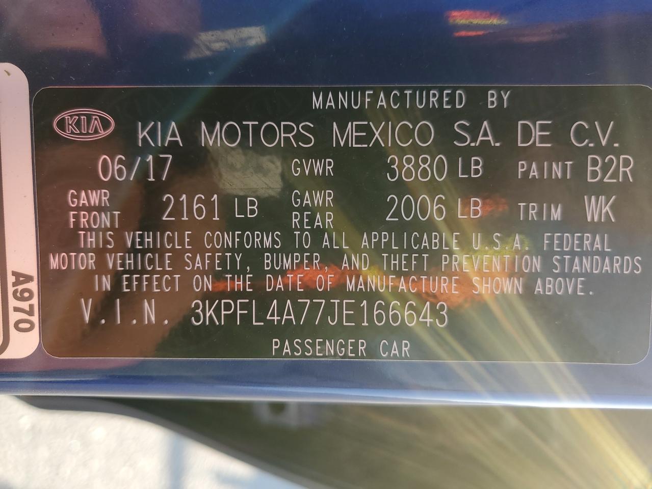 3KPFL4A77JE166643 2018 Kia Forte Lx