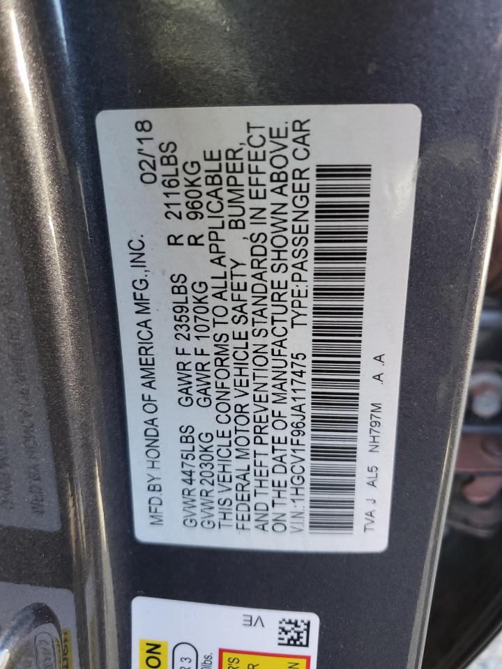 1HGCV1F96JA117475 2018 Honda Accord Touring