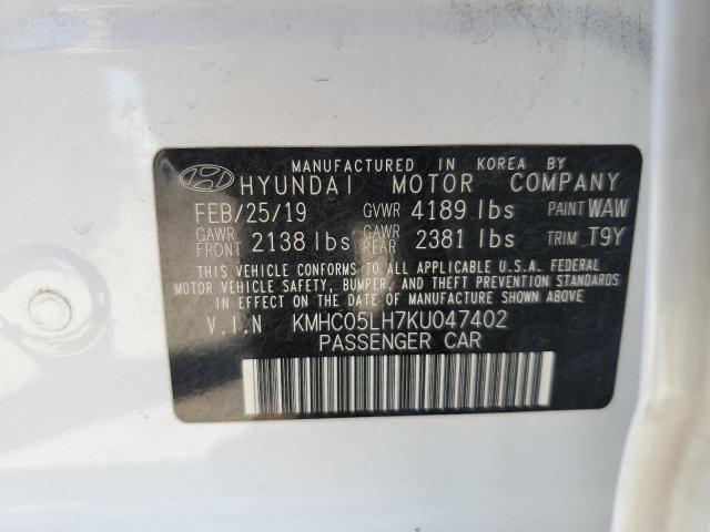 2019 Hyundai Ioniq Limited VIN: KMHC05LH7KU047402 Lot: 54521324