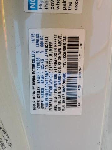 2016 HONDA CR-Z EX JHMZF1D68GS000805