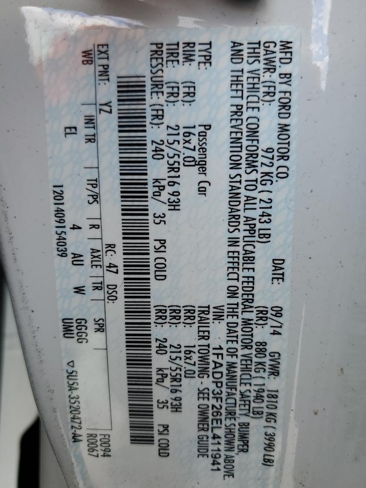 1FADP3F26EL411941 2014 Ford Focus Se