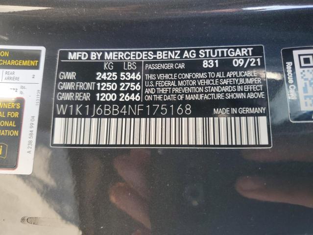 2022 Mercedes-Benz E Amg 53 VIN: W1K1J6BB4NF175168 Lot: 54848904