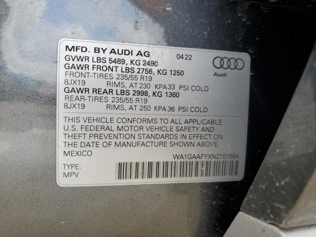 VIN WA1GAAFYXN2101664 2022 Audi Q5, Premium 45 no.13