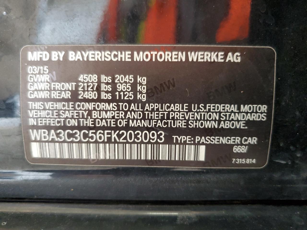 WBA3C3C56FK203093 2015 BMW 320 I xDrive