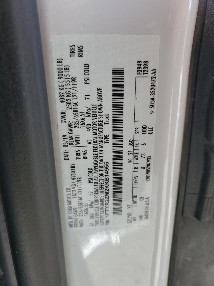 1FTYR2ZM2KKB14955 FORD TRANSIT 2019