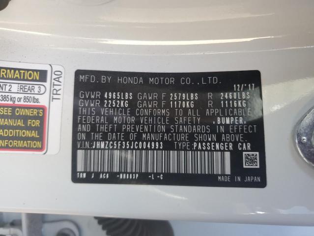 2018 Honda Clarity Touring VIN: JHMZC5F35JC004993 Lot: 53534414